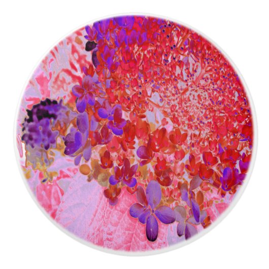 Elegantes Lila und Orange Limelight Hydrangea Keramikknauf (Vorderseite)