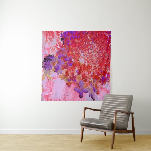 Elegantes Lila und Orange Limelight Hydrangea Wandteppich (Beispiel)