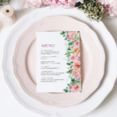 Elegantes Lila und rosa Blumenmenü Menükarte