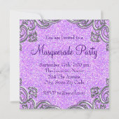 Elegantes Lila und rosa Masquerade Party Einladung (Rückseite)