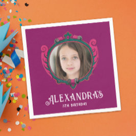 Elegantes Lila und rosa Prinzessin Royal Wappen Fo Serviette