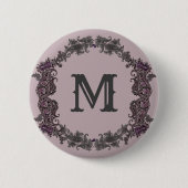 Elegantes Lila und Silver Gerahmtes Monogramm Button (Vorderseite)