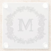 Elegantes Lila und Silver Gerahmtes Monogramm Glasuntersetzer (Rückseite)