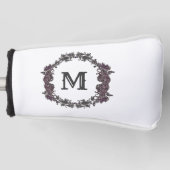 Elegantes Lila und Silver Gerahmtes Monogramm Golf Headcover (Vorderseite)