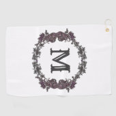 Elegantes Lila und Silver Gerahmtes Monogramm Golfhandtuch (Horizontal)