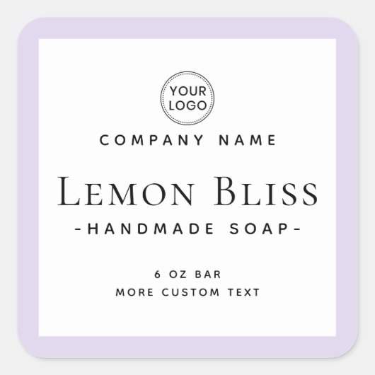 Elegantes, lila, viereckiges Etikett Quadratischer Aufkleber (Vorderseite)
