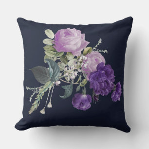 Elegantes lila vintage Blumenmuster Kissen