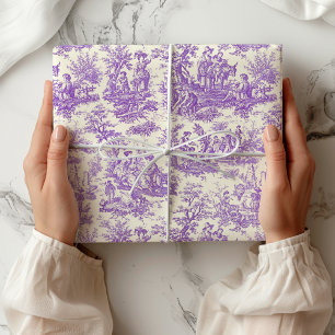 Elegantes lila Vintage Toile-de-Jouy-Muster Geschenkpapier