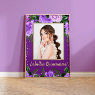 Elegantes Lila Vintages Quinceñera Foto Poster