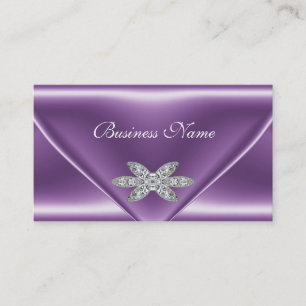 Elegantes Lila Violett Silber Diamant Schmuck Visitenkarte