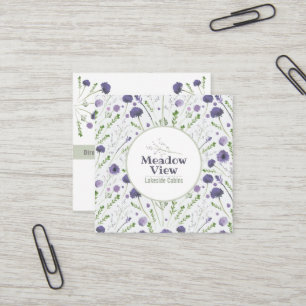Elegantes lila Wasserfarben-Blumenmuster Quadratische Visitenkarte