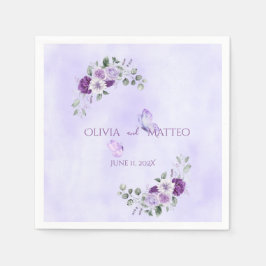 Elegantes lila Wasserfarben-Blumenmuster Serviette