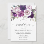 Elegantes Lila Wasserfarbenspiel Probe Abendessen Einladung (Vorderseite)