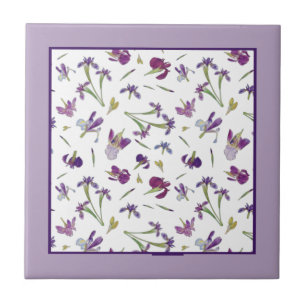 Elegantes Lila Watercolor Iris Blume-Muster Fliese