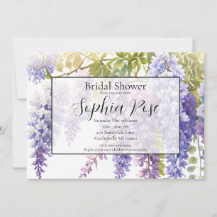 Elegantes lila Watercolor Wisteria Brautparty Einladung