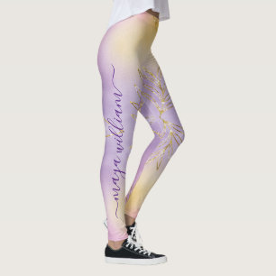 Elegantes Lila Weihnachts-Personalisiert-Monogramm Leggings