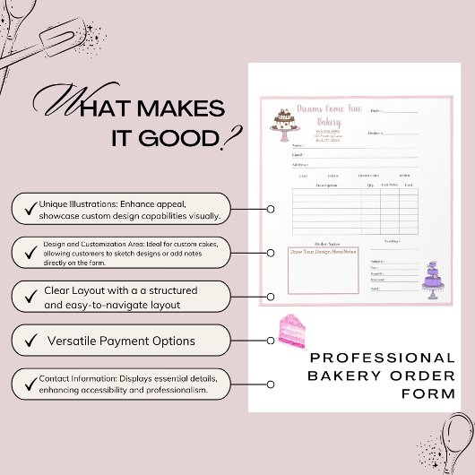 Elegantes Lila White Cake Order Form Notepad Notizblock