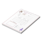 Elegantes Lila White Cake Order Form Notepad Notizblock (Rotiert)