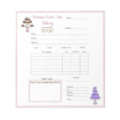 Elegantes Lila White Cake Order Form Notepad Notizblock (Vorderseite)
