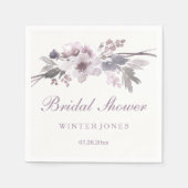 Elegantes Lila Winter Floral Brautparty Napkin Serviette (Vorderseite)