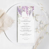 Elegantes Lila Wisteria Blume Wedding Menu Menükarte