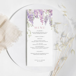 Elegantes Lila Wisteria Blume Wedding Menu Menükarte