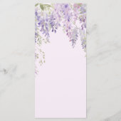 Elegantes Lila Wisteria Blume Wedding Menu Menükarte (Rückseite)