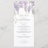 Elegantes Lila Wisteria Blume Wedding Menu Menükarte (Vorderseite)
