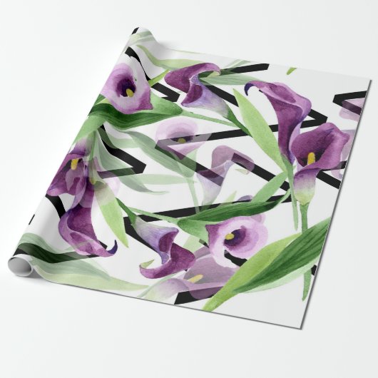 Elegantes Lila Wrapping-Papier für Calla-Blume Geschenkpapier (Ungerollt)
