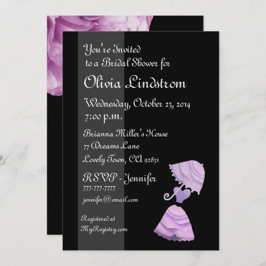 Elegantes LILAC-Brautparty - Dachverkündung Einladung (Vorne/Hinten)