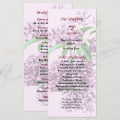 Elegantes Lilacs Hochzeitsprogramm Programm (Vorne/Hinten)