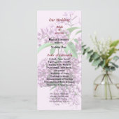Elegantes Lilacs Hochzeitsprogramm Programm (Stehend Vorderseite)