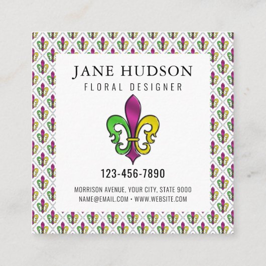Elegantes Lilie Design Quadratische Visitenkarte (Rückseite)