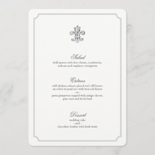 Elegantes Lilie Wedding Menu 2 Menükarte (Vorderseite)