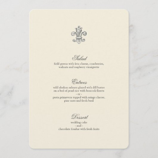 Elegantes Lilie Wedding Menu Menükarte (Vorderseite)