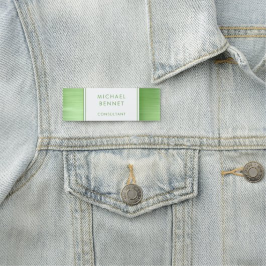 Elegantes Limettengrün, gegossenes Metallgeschäft Namensschild (Beispiel)