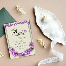 Elegantes Lin Lila Lilac Arch Blumengestein Brautp Einladung