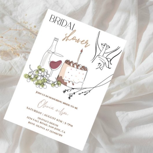 Elegantes Line Art Brautparty Party Einladung