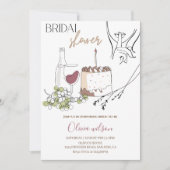 Elegantes Line Art Brautparty Party Einladung (Vorderseite)