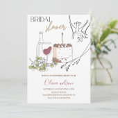 Elegantes Line Art Brautparty Party Einladung (Stehend Vorderseite)