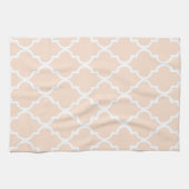 Elegantes Linen Beige Quatrefolienmuster Geschirrtuch (Horizontal)