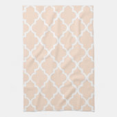 Elegantes Linen Beige Quatrefolienmuster Geschirrtuch (Vertikal)