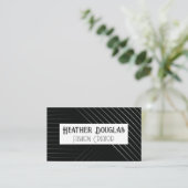 Elegantes Linienmuster | Klassisches Schwarz-weiß Visitenkarte (Stehend Vorderseite)