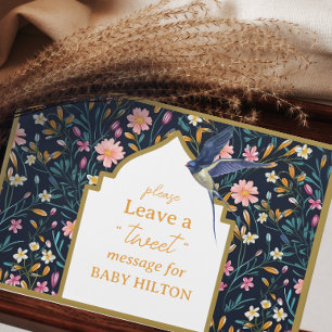 Elegantes Little Bird Floral Baby Shower Gästebuch