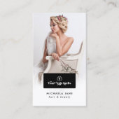 Elegantes Logo, 2 Fotos, Dienstleistungen & Social Visitenkarte (Vorderseite)