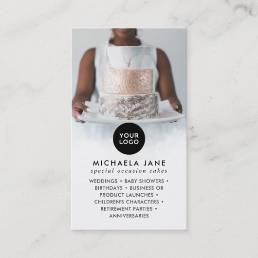 Elegantes Logo 2 Fotos Services & Social Media Visitenkarte (Vorderseite)