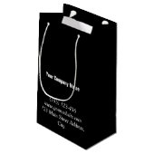 Elegantes Logo Black Shopping Bag für kleine Unter Kleine Geschenktüte (Rückseite Schrägansicht)