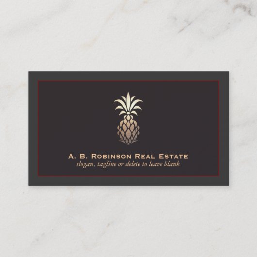 Elegantes Logo der Immobilienagentur Ananas Visitenkarte (Vorderseite)