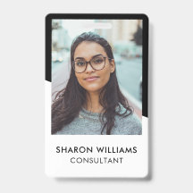 Elegantes Logo des Schwarz-weißen Mitarbeiter-Foto