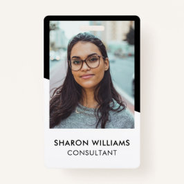 Elegantes Logo des Schwarz-weißen Mitarbeiter-Foto Ausweis